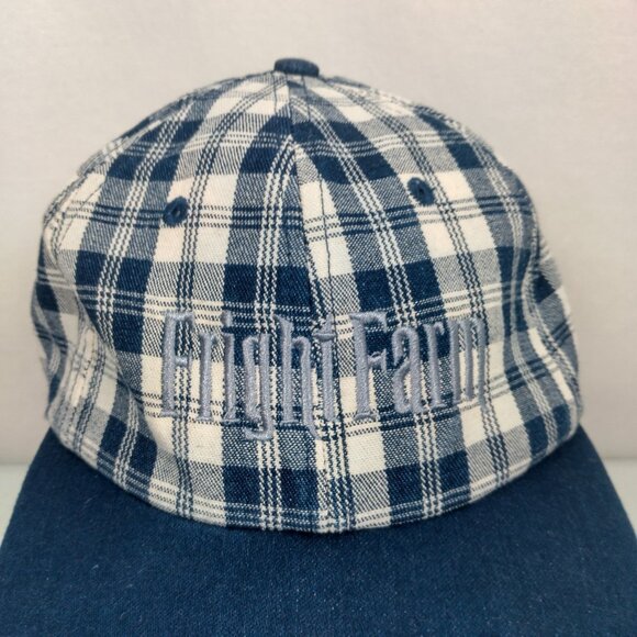 Fright Farm Cap Hat Plaid Strap Back Halloween Haunted House Smithfield PA Vtg - Picture 3 of 13